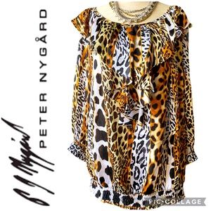 PETER NYGÅRD Leopard Animal Print Chiffon-Like Top